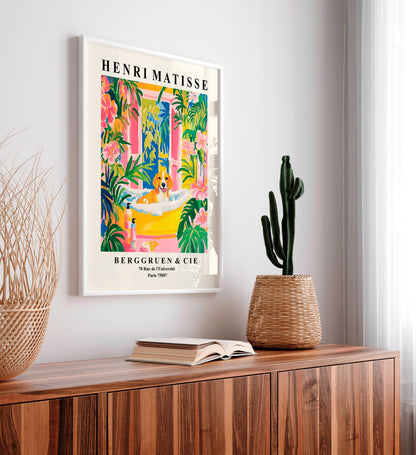 Beagle in Bathtub Art Print: Funny Dog Bathroom Wall Decor