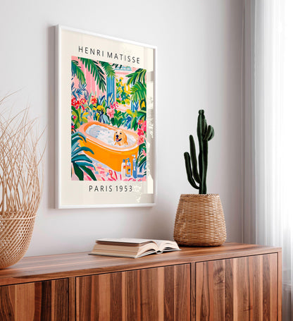 Labrador Bathroom Art Print: Matisse Style Dog Poster