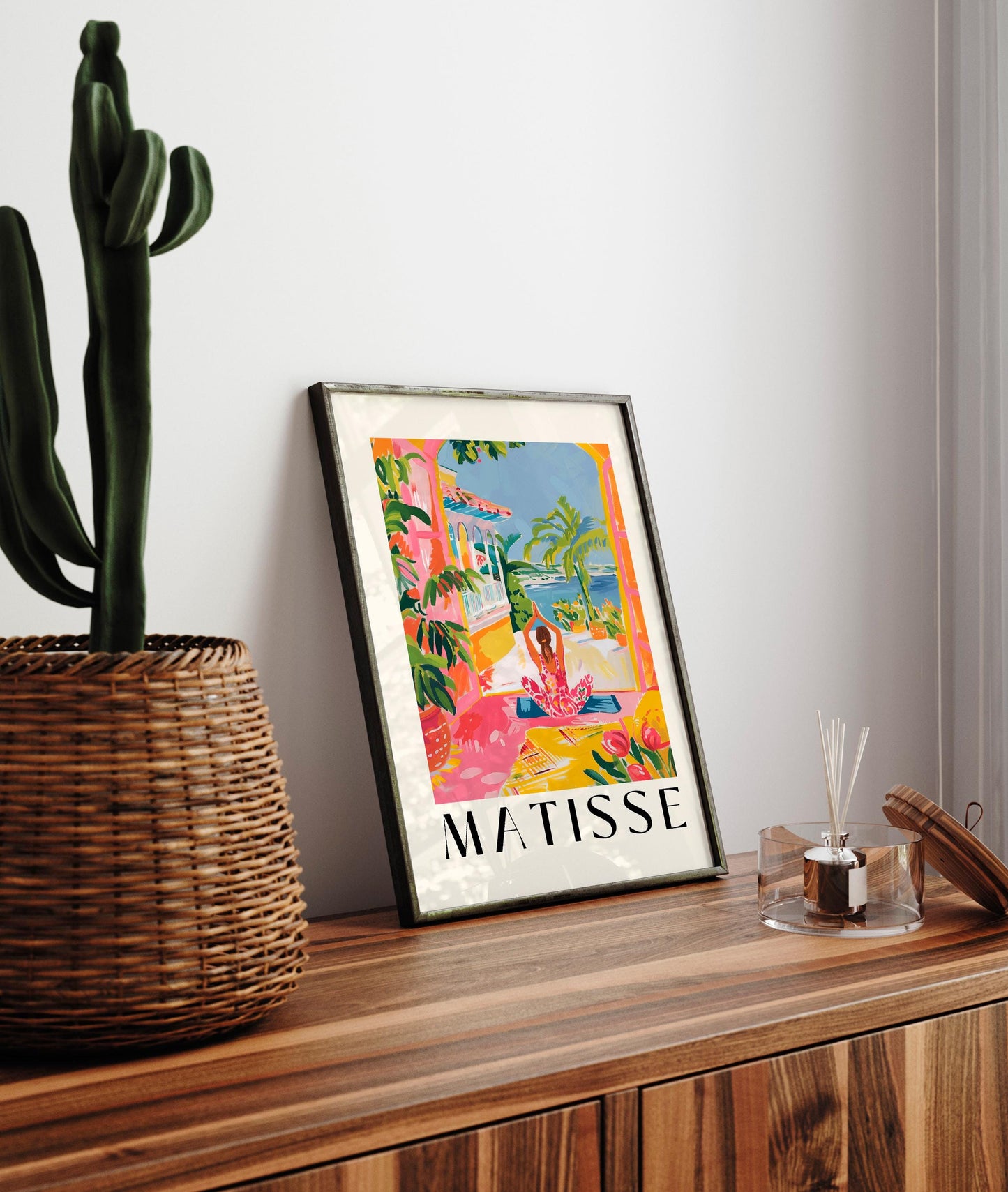 Matisse Style Yoga Print: Pink Tropical Beachy Wall Art