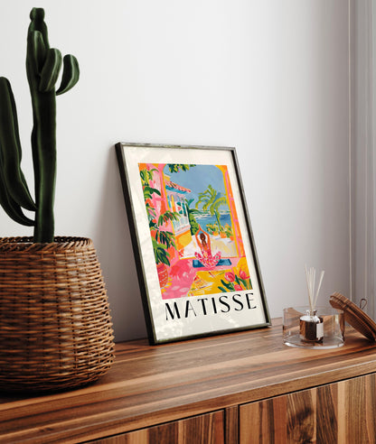 Matisse Style Yoga Print: Pink Tropical Beachy Wall Art