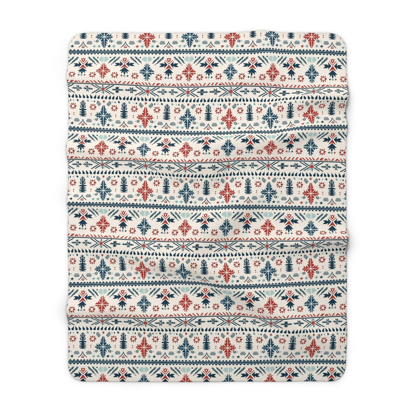 Nordic Fairisle Sherpa Fleece Blanket | Cozy Scandinavian-Inspired Gift | Soft Sherpa Fleece Blanket with Whimsical Nordic Stripes | Blanket