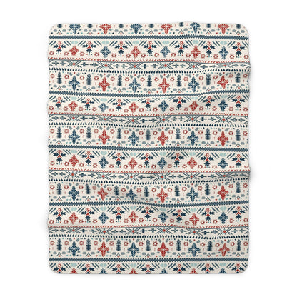 Nordic Fairisle Sherpa Fleece Blanket | Cozy Scandinavian-Inspired Gift | Soft Sherpa Fleece Blanket with Whimsical Nordic Stripes | Blanket