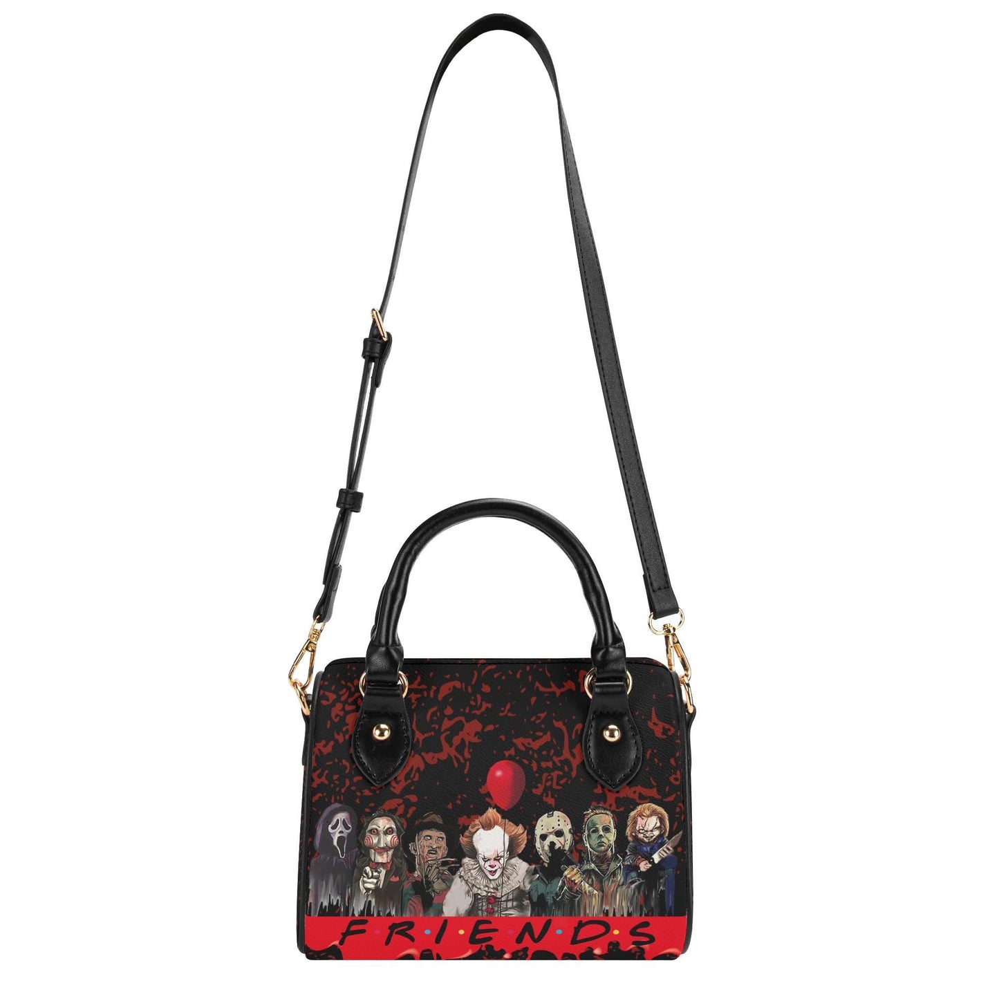 Psycho Friends Mini Handbag. Leather Mini Small Boston Bag Satchel. Horror Handbag. Top Handle. Shoulder Bag. Unique Gift.