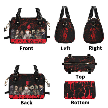 Psycho Friends Mini Handbag. Leather Mini Small Boston Bag Satchel. Horror Handbag. Top Handle. Shoulder Bag. Unique Gift.