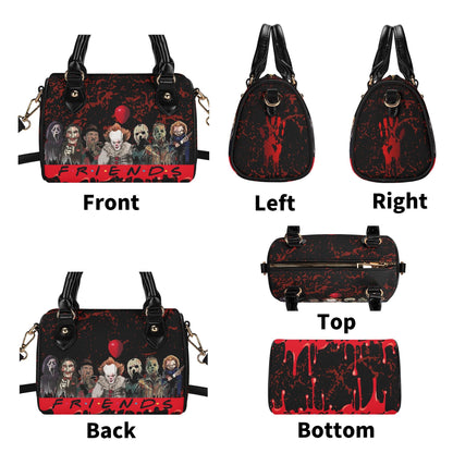 Psycho Friends Mini Handbag. Leather Mini Small Boston Bag Satchel. Horror Handbag. Top Handle. Shoulder Bag. Unique Gift.