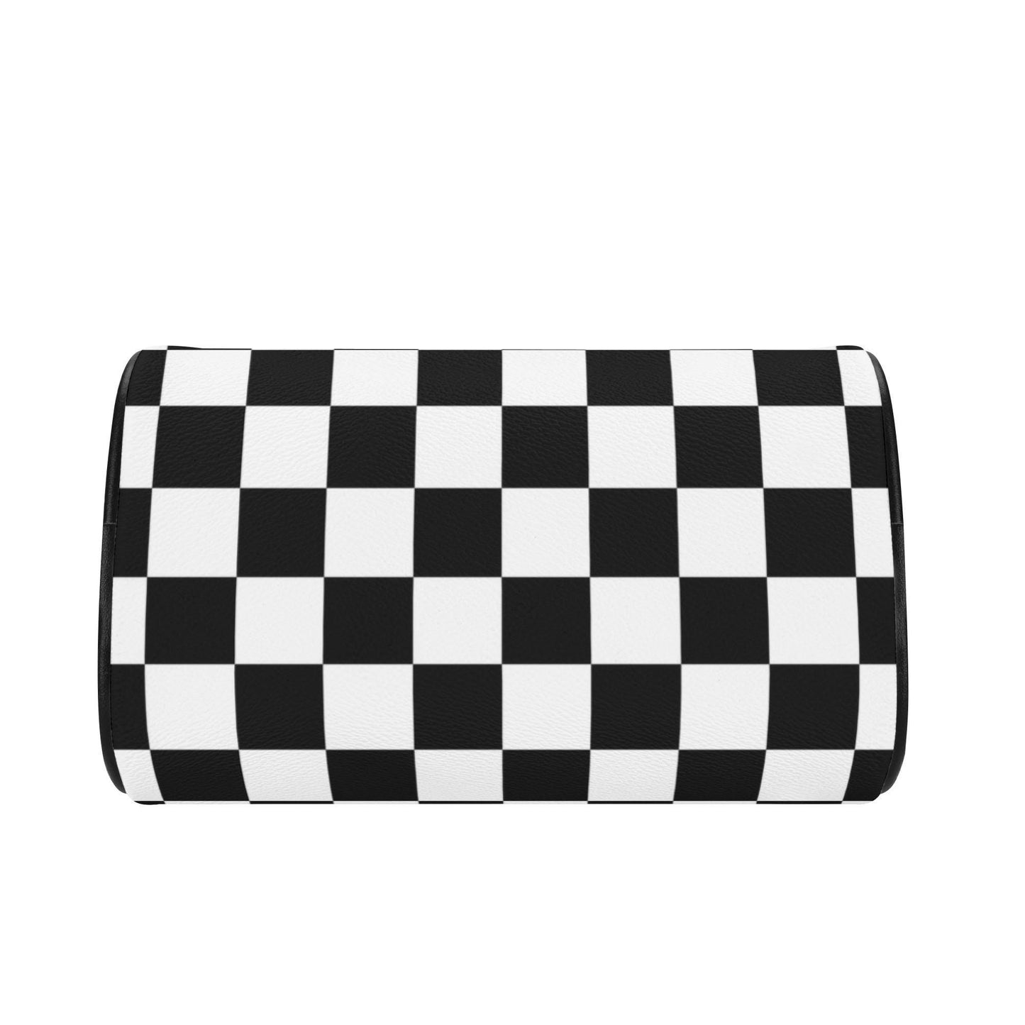 Checkered Mini Handbag. Leather Mini Small Boston Bag Satchel. Black Handbag. Top Handle. Shoulder Bag. Unique Gift.