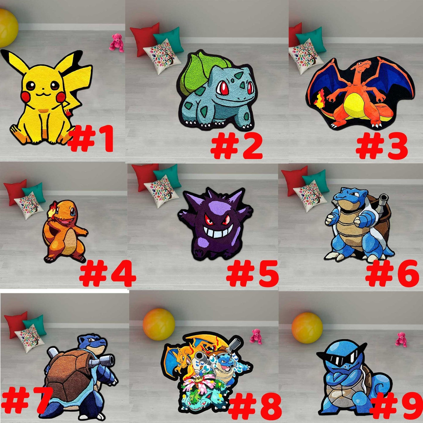 Blastoise rug, Mega Blastoise rug, custom rug