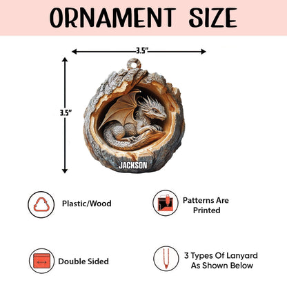 Personalized Dragon 2D Flat Ornament, Custom Name Christmas Tree Ornament, Dragon Christmas Home Decor, Xmas Gift for Dragon Lover