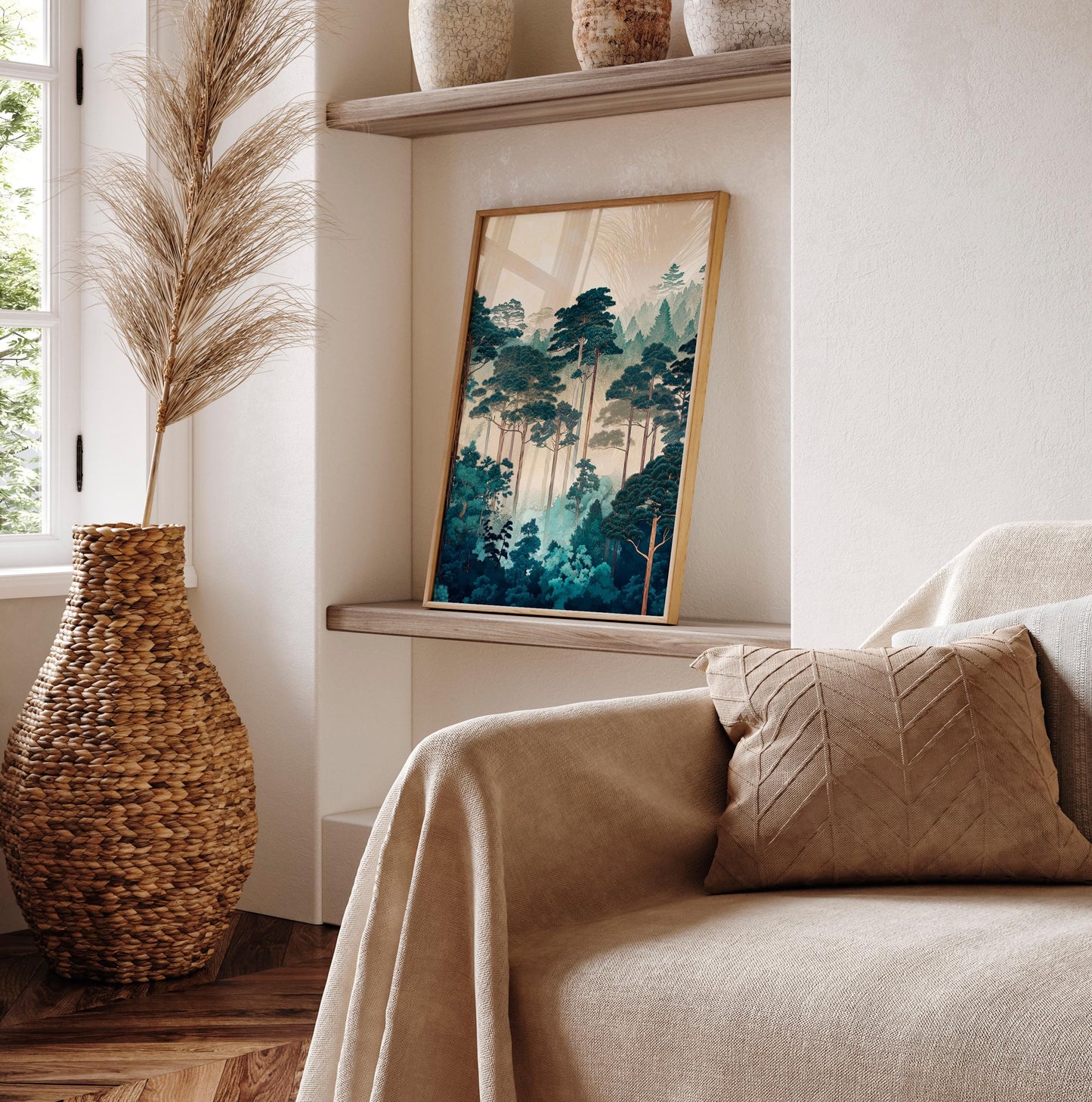 Japanese Forest Print: Ukiyo-e Style Landscape Art