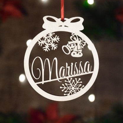 Personalized Christmas Ornament | Custom Laser Cut Name Bauble | 2025 Wood Gift Tag