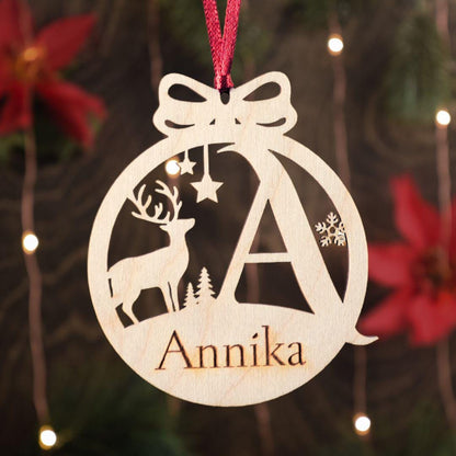 Personalized Christmas Ornament | Custom Laser Cut Name Bauble | 2025 Wood Gift Tag