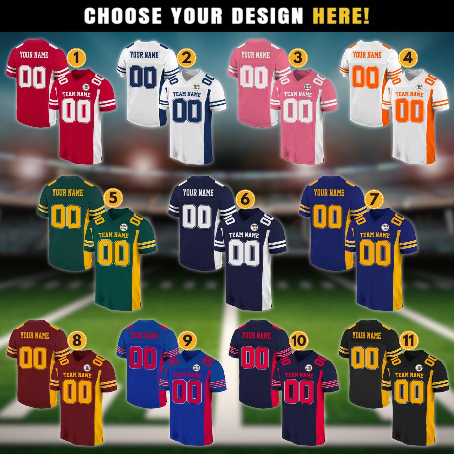 Custom Football Jersey for Adult Kid, Customized Team Name Number Football Team Jersey Shirt, Personalized College Football Team Fans Jersey