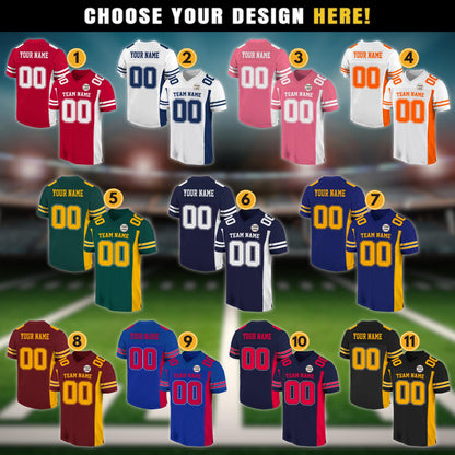 Custom Football Jersey for Adult Kid, Customized Team Name Number Football Team Jersey Shirt, Personalized College Football Team Fans Jersey