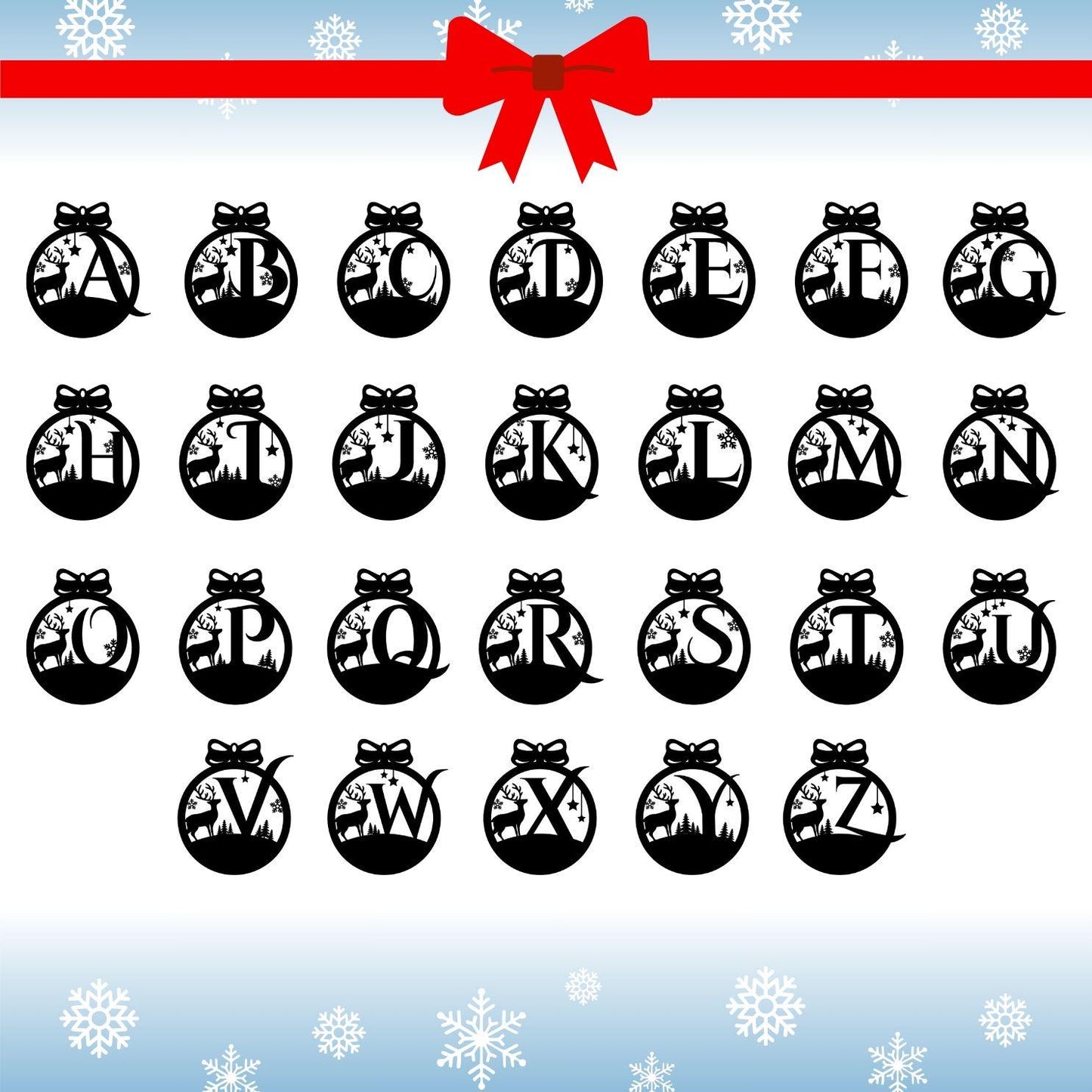 Custom Christmas Ornament | Personalized Monogram Name Bauble | Custom Deer Ornament | Gifts for Kids