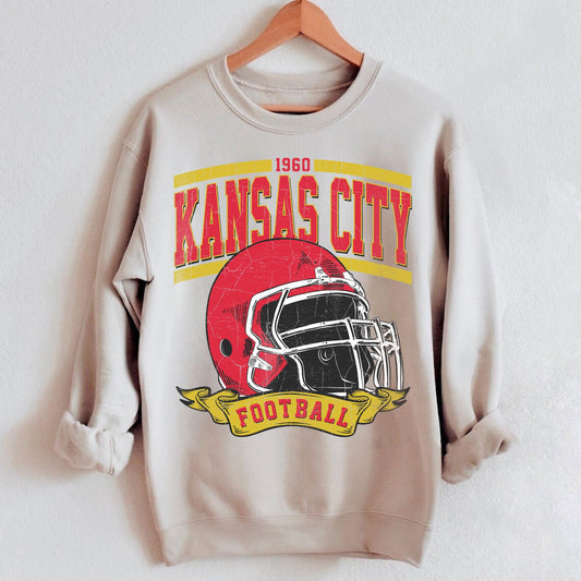 Vintage Style Kansas City Football, Kansas City Football Sweatshirt, Game Day Shirt, Kansas City Sweatshirt, Football Fan Gift