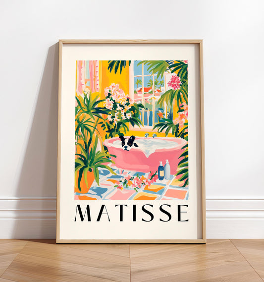 Boston Terrier Print: Funny Bathroom Pink Matisse Art