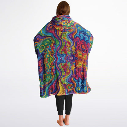 Cosmic Clouds Psychedelic Trippy Print Reversible Snug Hoodie,All Over Print Pullover Hooded Blanket with Sleeves,Lounge Wear,Christmas Gift