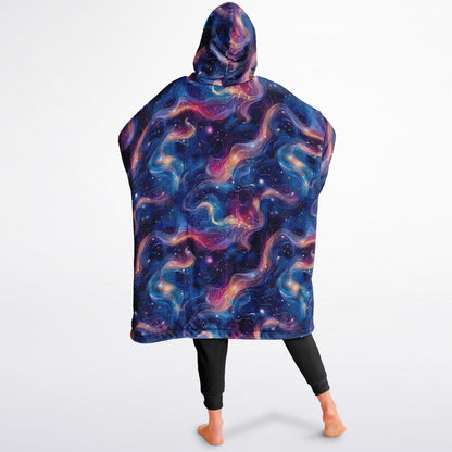 Cosmic Clouds Psychedelic Trippy Print Reversible Snug Hoodie,All Over Print Pullover Hooded Blanket with Sleeves,Lounge Wear,Christmas Gift