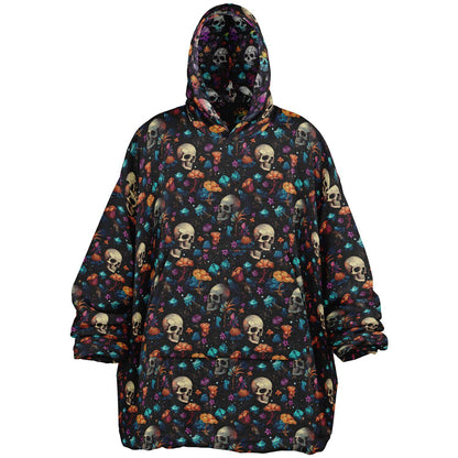 Psychedelic Trippy Horror Halloween Purple Skulls Reversible Snug Hoodie,All Over Print Pullover Hooded Blanket Sleeves,Fun Halloween Gift
