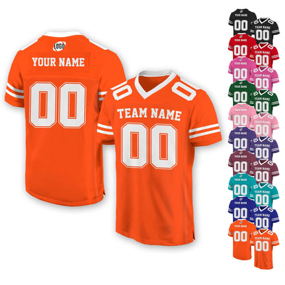 Custom Men Women Youth Kid American Football Jersey Personalized Football Shirt, Custom Team Name Number Logo Football Team Jersey Orange