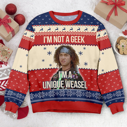 Encino Man Ugly Christmas Sweater: Retro 'I'm Not a Geek' Movie Sweatshirt