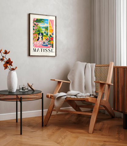 Border Collie Matisse Print: Funny Dog & Coffee Kitchen Art