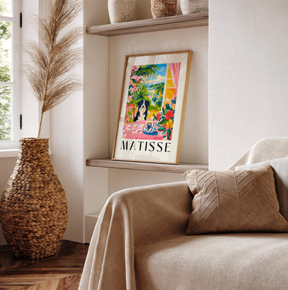 Border Collie Matisse Print: Funny Dog & Coffee Kitchen Art