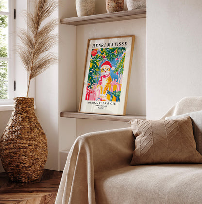 Ginger Tabby Cat Christmas Print: Henri Matisse Style Art