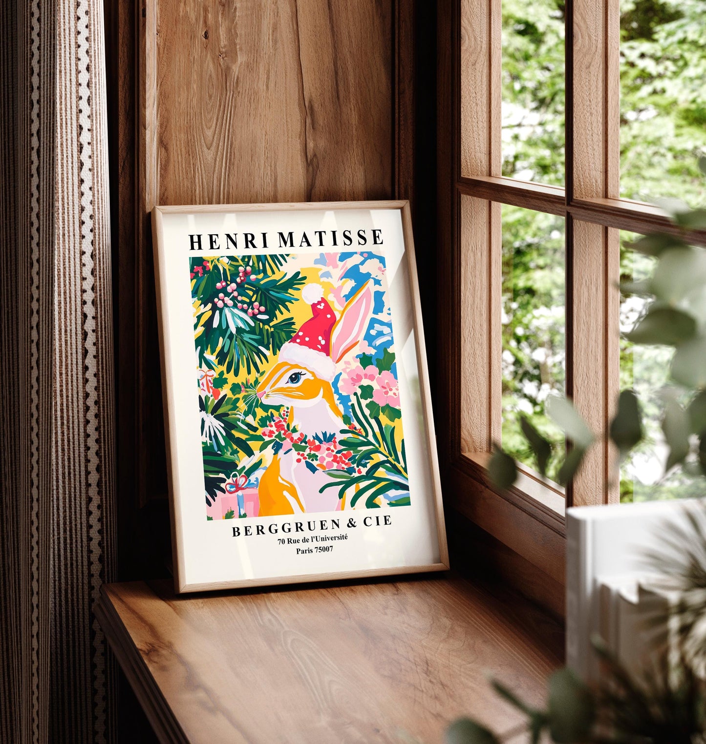 Matisse Rabbit Christmas Print: Funny Festive Wall Art