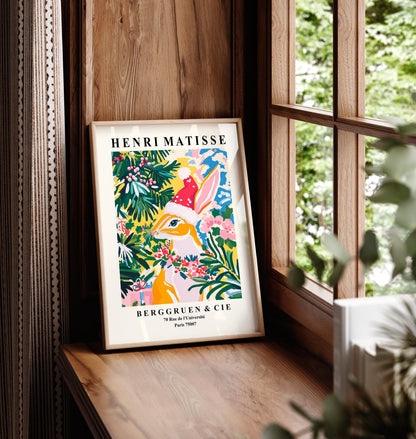 Matisse Rabbit Christmas Print: Funny Festive Wall Art