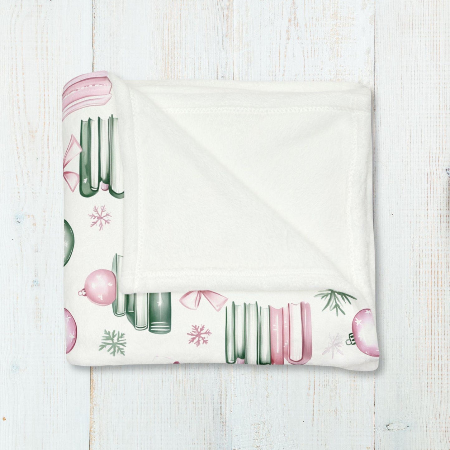 Coquette Book Lovers Blanket Pink Bow Christmas Fleece Throw Bookish Coquette Holiday Reading Blanket Christmas Gift Ideas for Book Worms