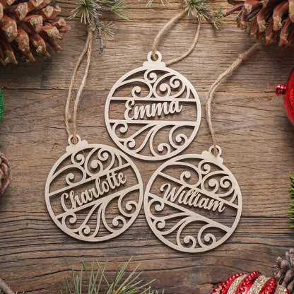 Personalized Name Christmas Ornament, Custom Name 2024 Custom Wood Christmas Ornament Keepsake