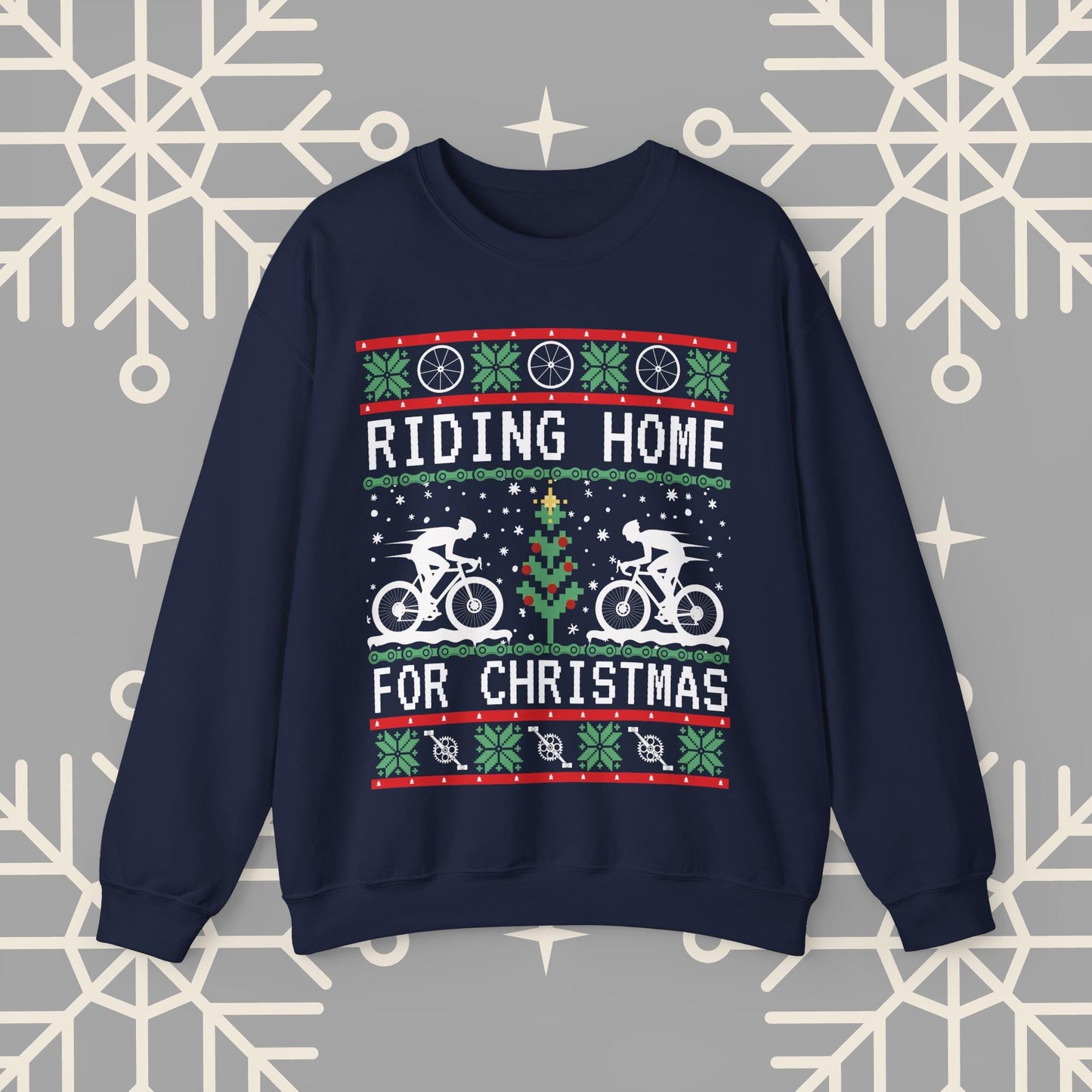 Riding Home For Christmas, Cycling Ugly Christmas , Bicycle Sweatshirt, Funny Biking Jumper, Bike Christmas Shirt, Gift for Cyclist