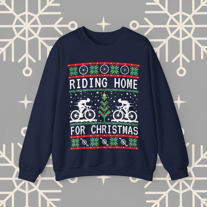 Riding Home For Christmas, Cycling Ugly Christmas , Bicycle Sweatshirt, Funny Biking Jumper, Bike Christmas Shirt, Gift for Cyclist
