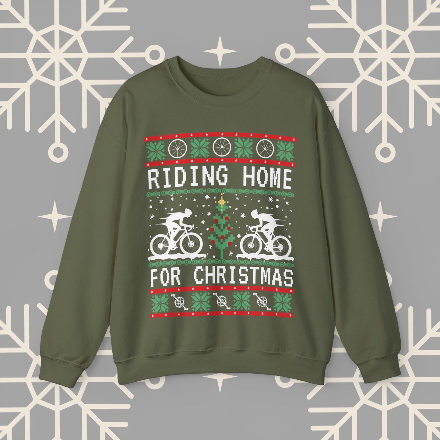 Riding Home For Christmas, Cycling Ugly Christmas , Bicycle Sweatshirt, Funny Biking Jumper, Bike Christmas Shirt, Gift for Cyclist