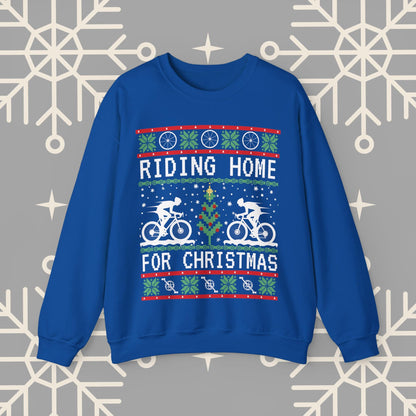 Riding Home For Christmas, Cycling Ugly Christmas , Bicycle Sweatshirt, Funny Biking Jumper, Bike Christmas Shirt, Gift for Cyclist