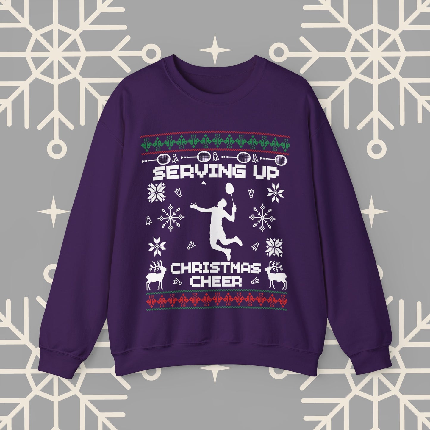 Badminton Ugly Christmas , Serving Up Christmas Cheer Sweatshirt, Badminton Holiday Jumper, Badminton Player Gifts