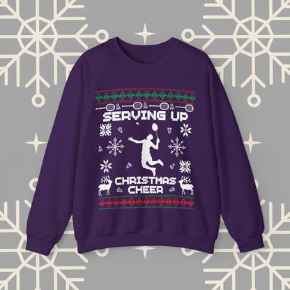 Badminton Ugly Christmas , Serving Up Christmas Cheer Sweatshirt, Badminton Holiday Jumper, Badminton Player Gifts