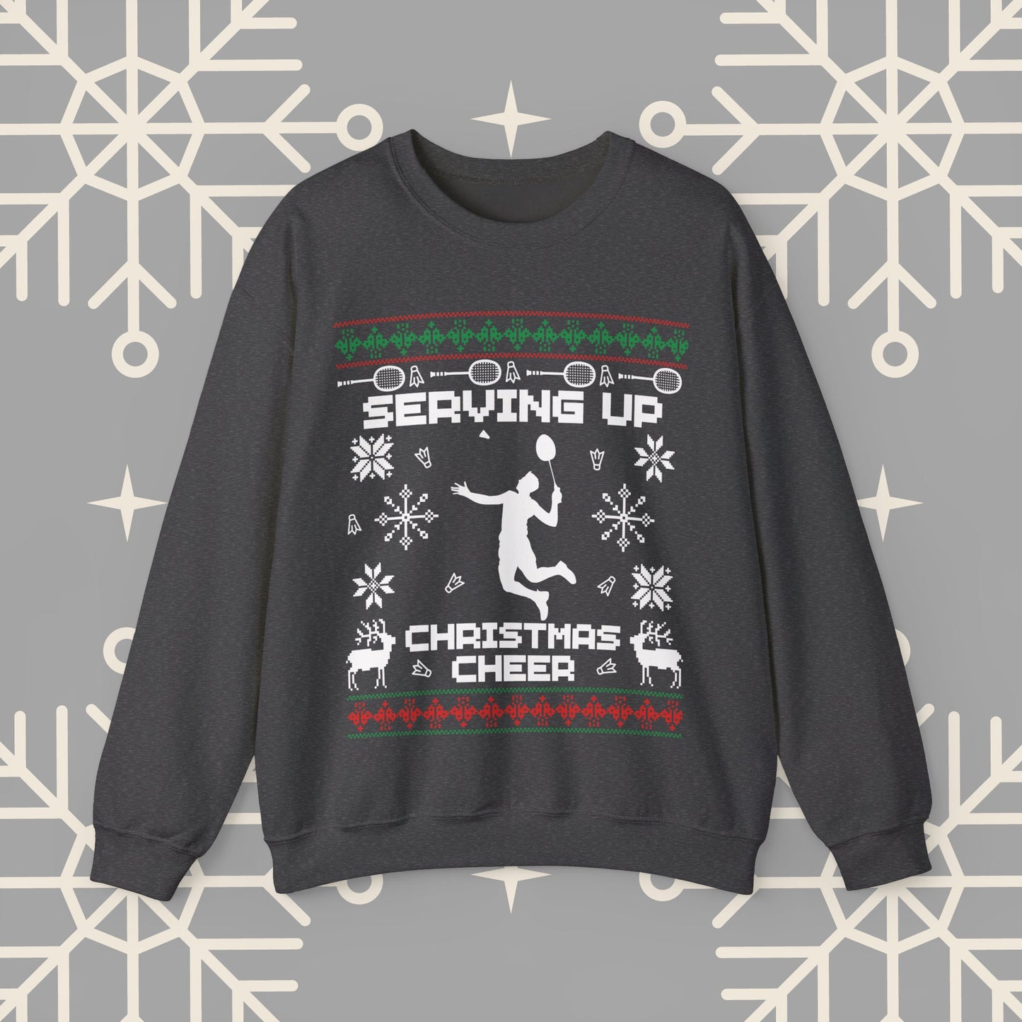 Badminton Ugly Christmas , Serving Up Christmas Cheer Sweatshirt, Badminton Holiday Jumper, Badminton Player Gifts