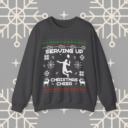Badminton Ugly Christmas , Serving Up Christmas Cheer Sweatshirt, Badminton Holiday Jumper, Badminton Player Gifts