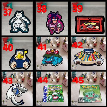 Charmander rug, Skeleton charmander rug, Charizard rug, Blastoise rug, Snorlax rug, Balbasaur rug, Gengar rug, custom rug, cartridge rug