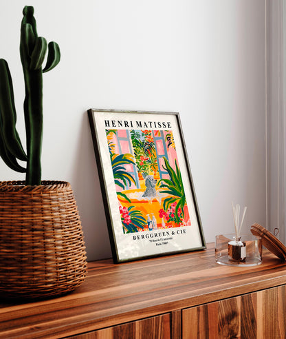 Poodle in Bathtub Art Print: Funny Dog Bathroom Decor, Henri Matisse Style