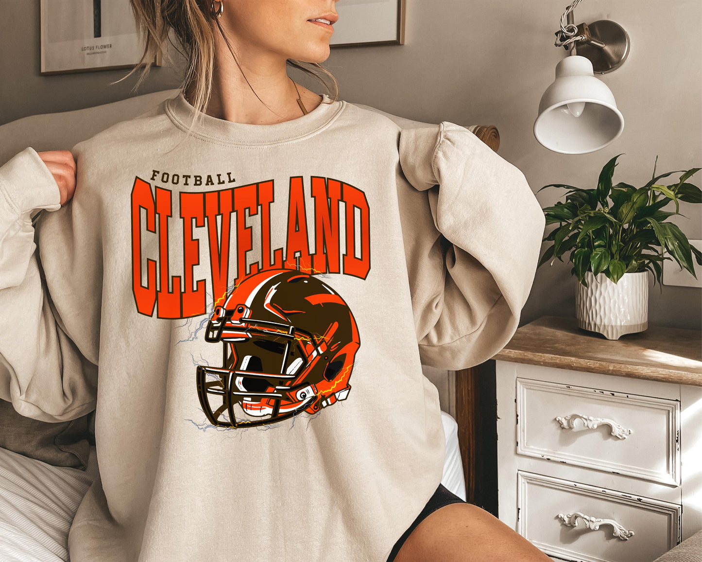 Cleveland Football Sweatshirt, Vintage Cleveland Crewneck, Retro Cleveland Sweatshirt, Cleveland Varsity Sweatshirt, Cleveland Long Sleeve