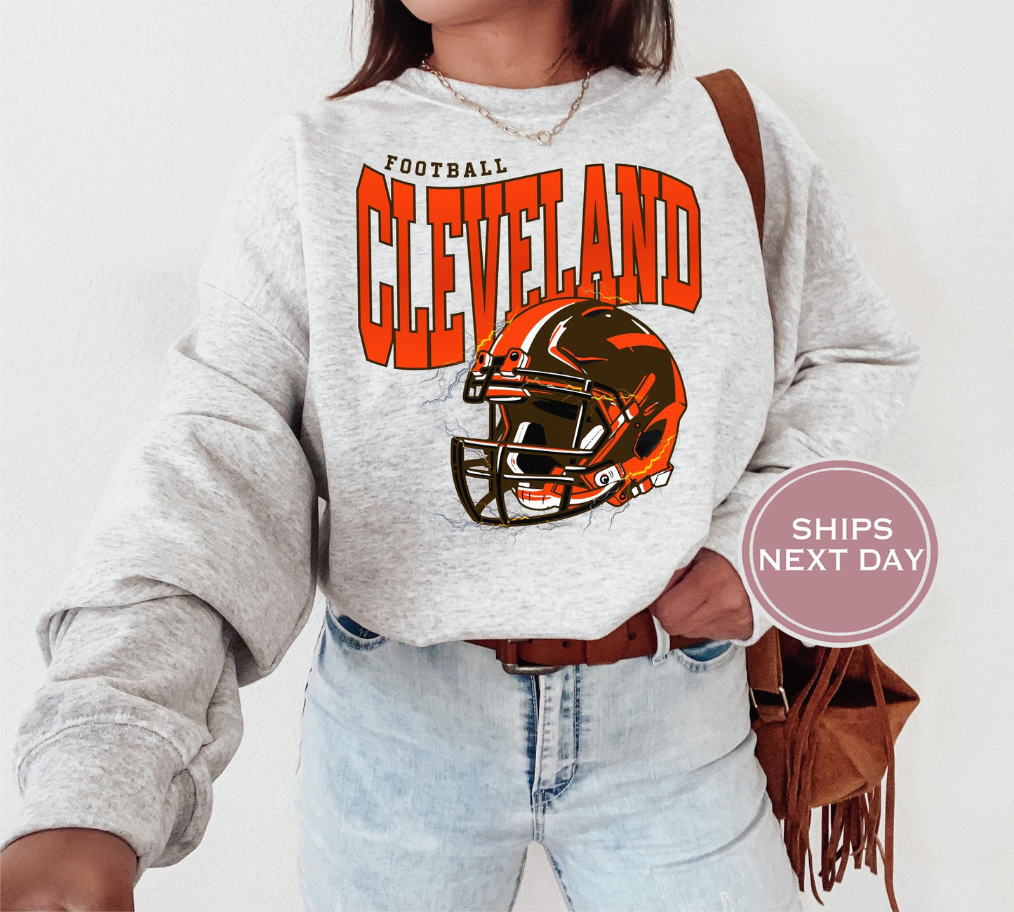 Cleveland Football Sweatshirt, Vintage Cleveland Crewneck, Retro Cleveland Sweatshirt, Cleveland Varsity Sweatshirt, Cleveland Long Sleeve