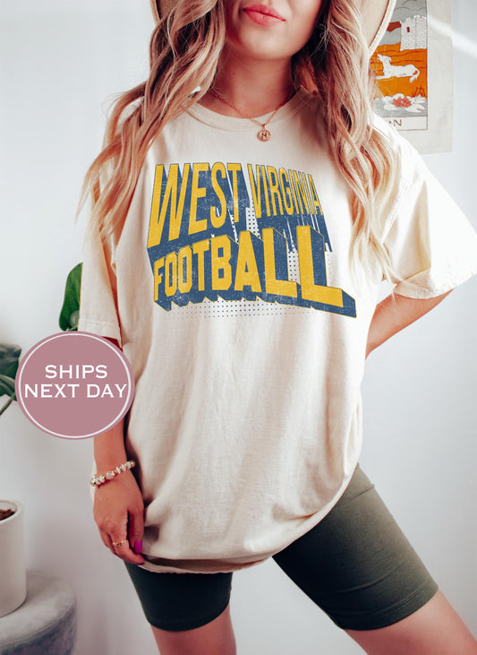 Retro West Virginia Football Shirt, Vintage West Virginia Football Tee, Morgantown West Virginia T-Shirt, College Football Shirt