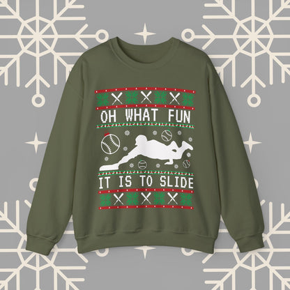 Baseball Ugly Christmas , Oh What Fun It Is To Slide Funny Baseball Sweatshirt, Christmas Party, Gift for Baseball Player