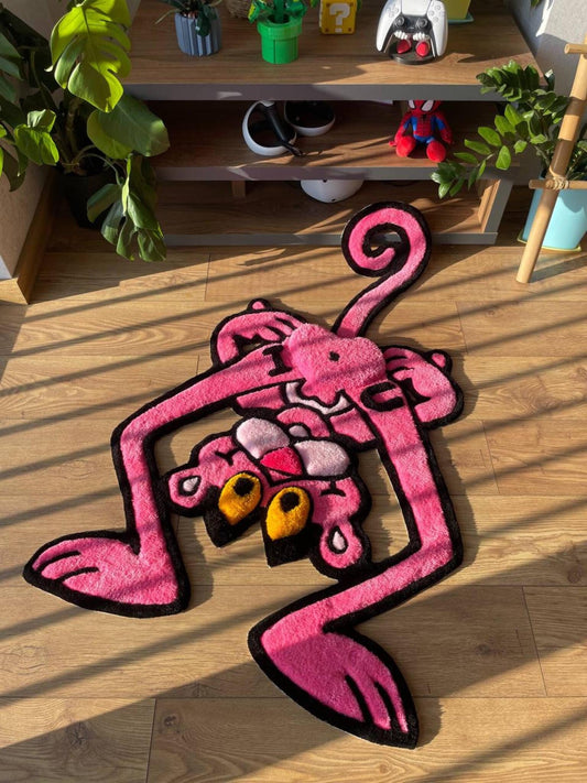Pink Panther Custom Wool Rug: 3D Tufted Fluffy Wool Carpet