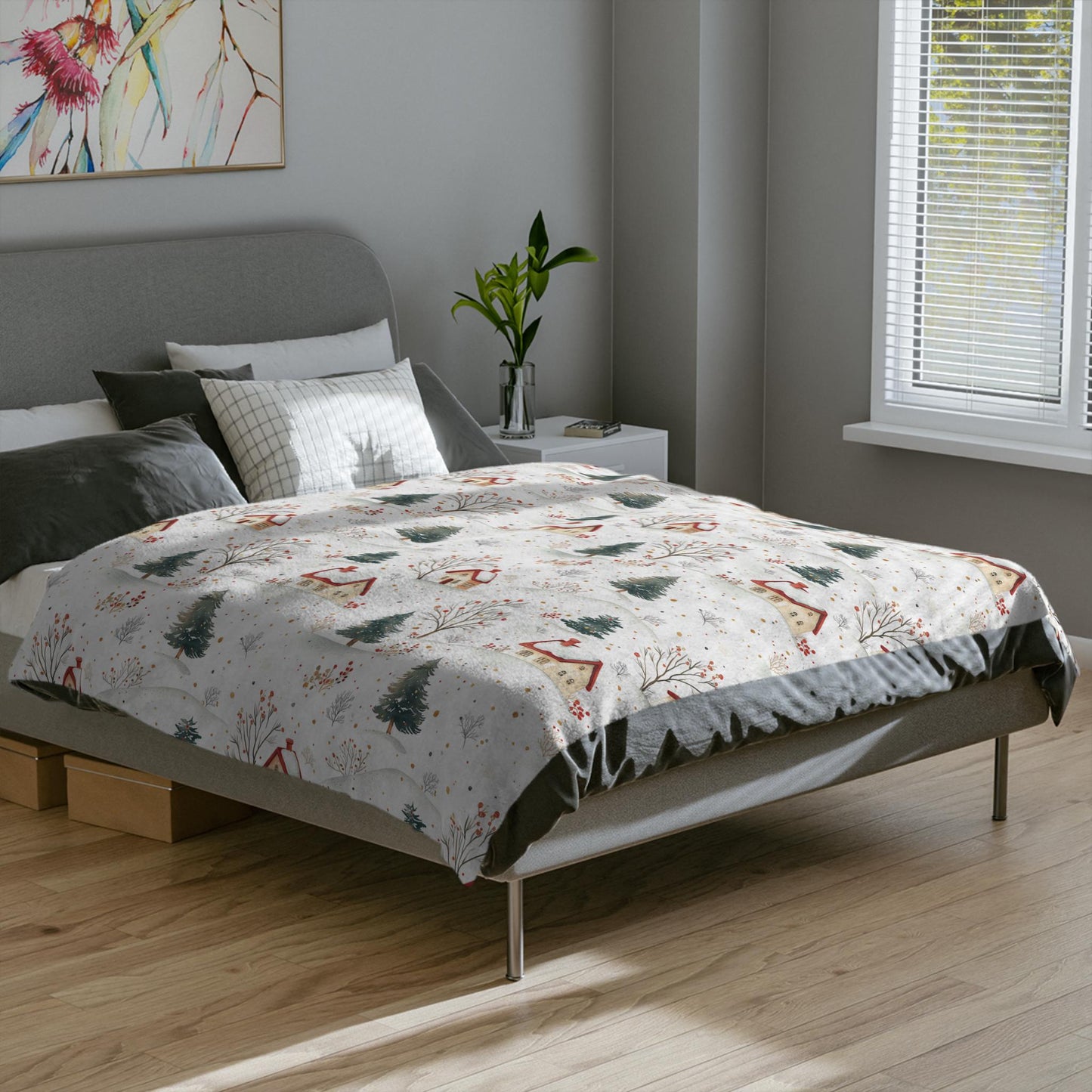 Winter Village Blanket Christmas Village Fleece Throw Holiday Home Decor Snowy Village Bedding Christmas Gift Ideas Family Friends Coworker