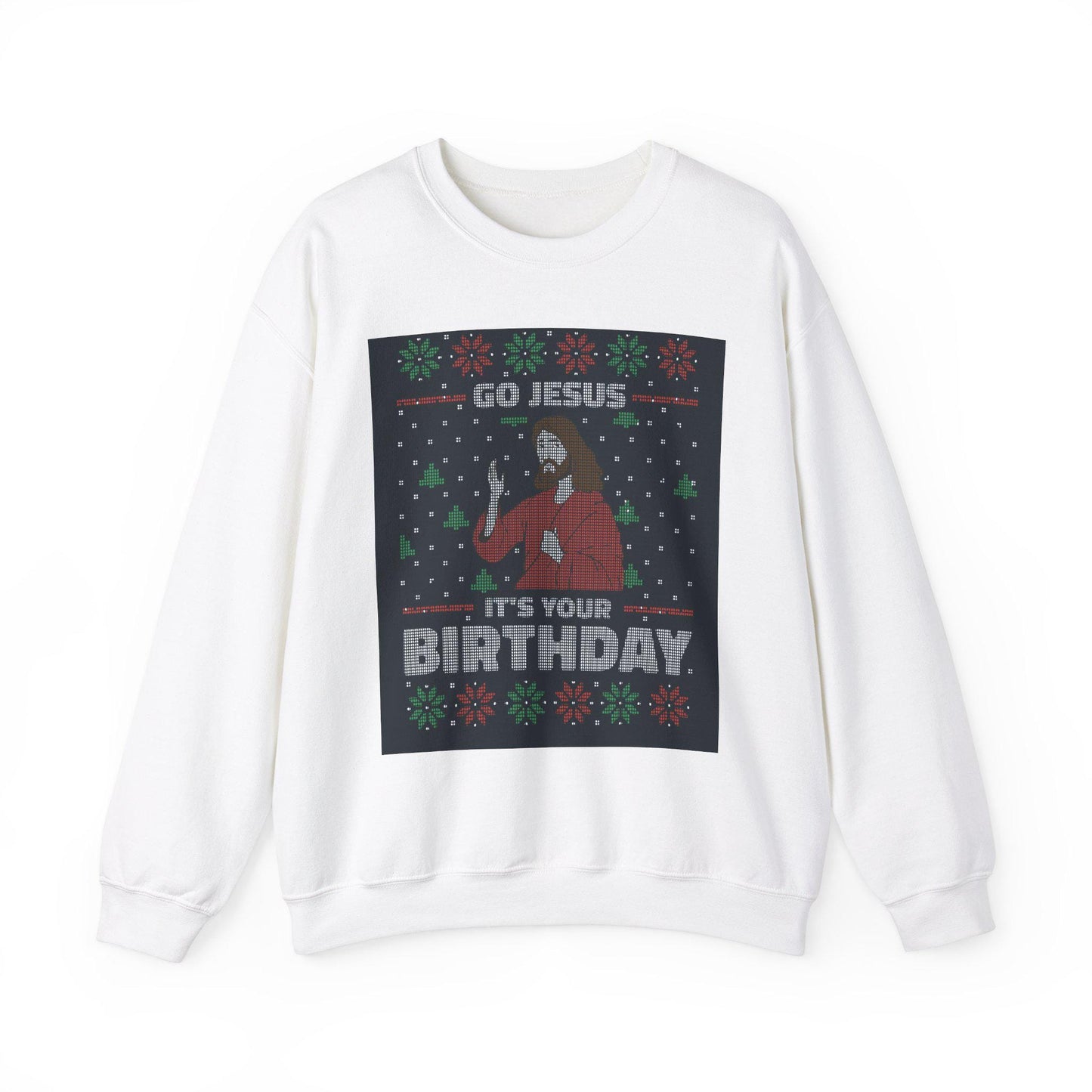 Jesus Birthday Ugly Sweatshirt - Christmas Holiday Jumper, Religious Christian Gift Apparel, Unisex Winter Crewneck Pullover,
