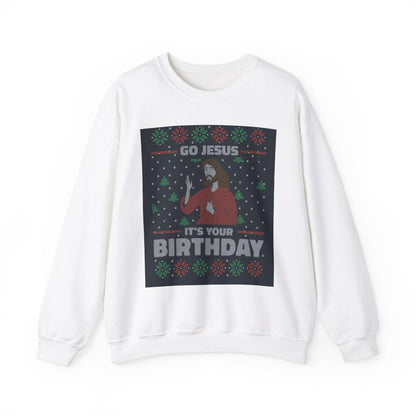 Jesus Birthday Ugly Sweatshirt - Christmas Holiday Jumper, Religious Christian Gift Apparel, Unisex Winter Crewneck Pullover,